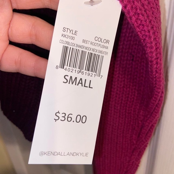 Colorblock Sweater - Burgundy and Pink - Picture 3 of 5